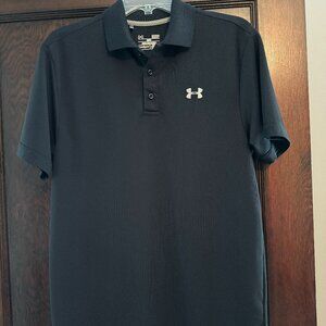 Black Under Armour Logo Polo, Heat Gear Loose Fit in size Small